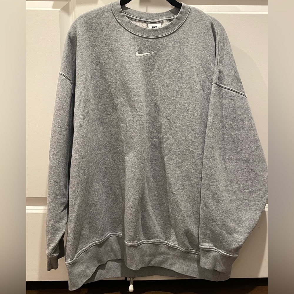 Nike Sportswear Essential Oversized Fleece Crewneck Dark Grey Heather Size XS